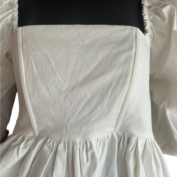 ✅7 For All Man Kind White Baby Doll Denim Dress - Picture 5 of 6